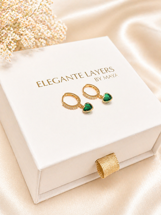 Mini Green Heart Earrings