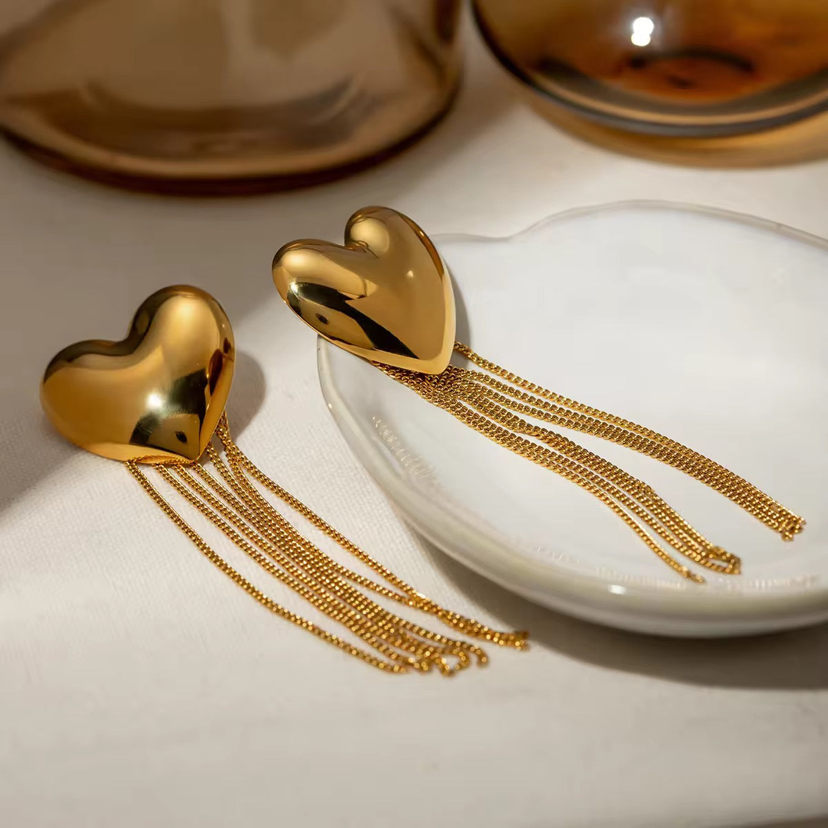 Heart Frill Drop Earrings