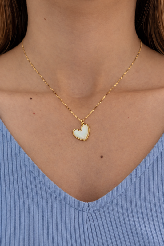 Cher White Heart Necklace