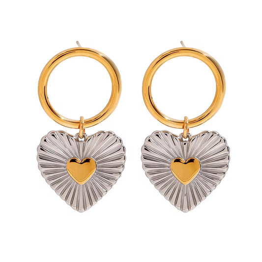 Chunky Two Tone Heart Earrings