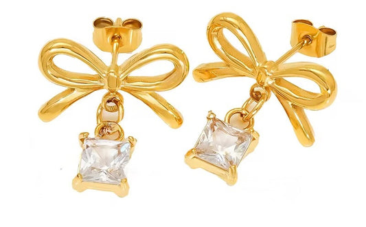 Bow Square Earrings