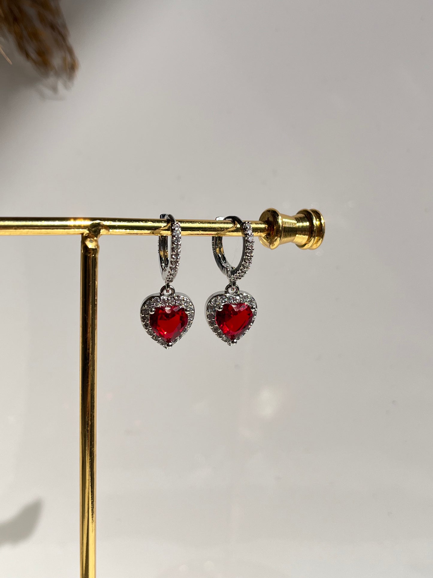 Red Heart Earrings #Silver