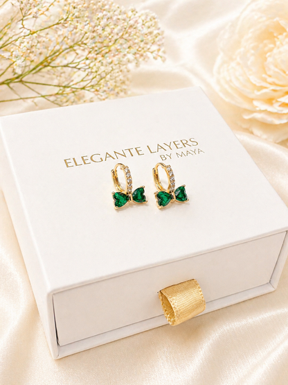 Bow Hoops Emerald