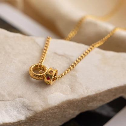 Color Stone Hoop Necklace