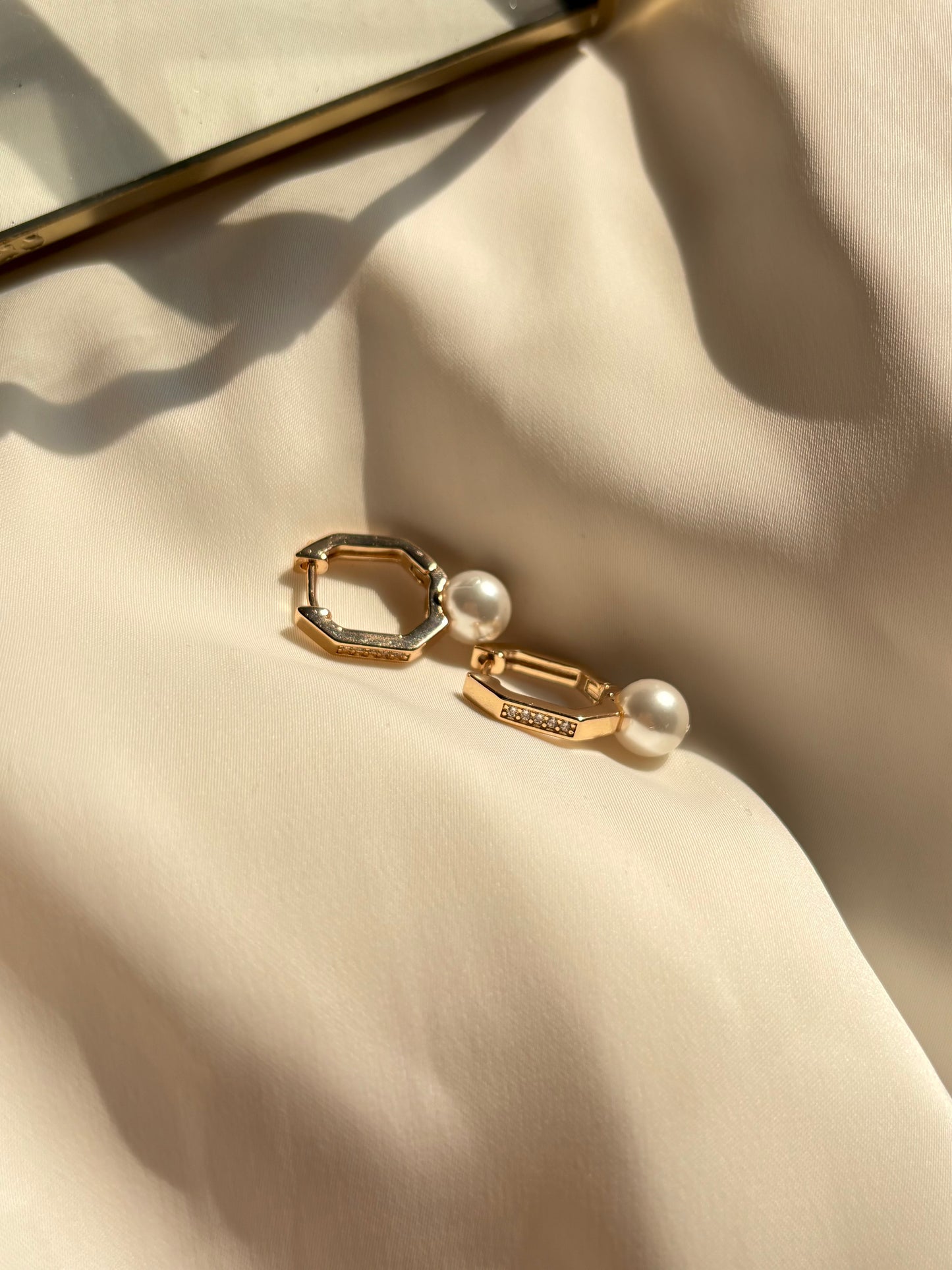 Pentagon Pearl Earrings