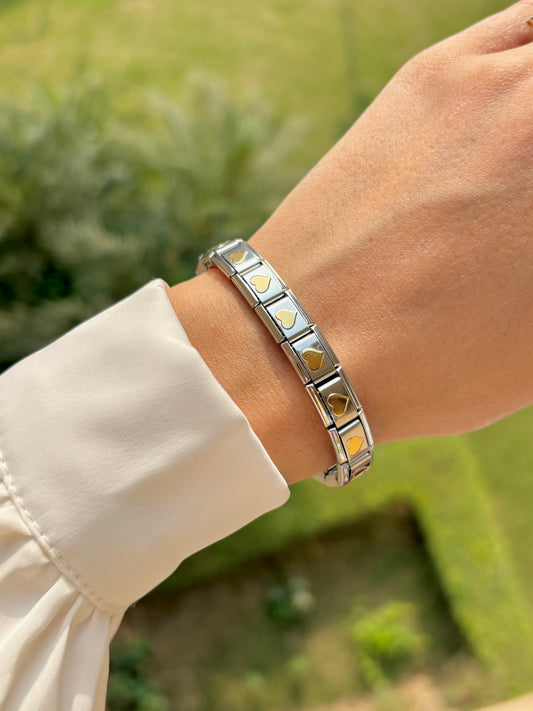 Dual Tone Heart Bracelet