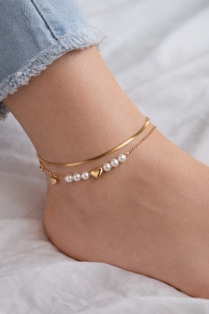 Heart Pearl Anklet