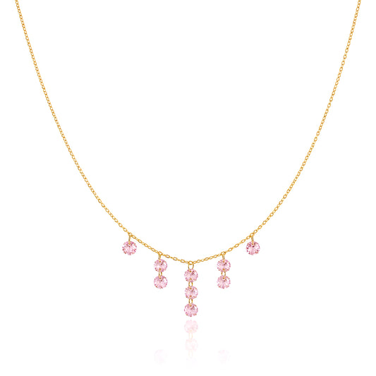 Pink Crystal Cascade Necklace