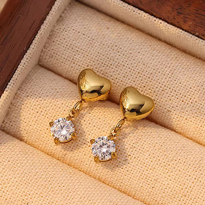 Heart Drop Stone Earrings