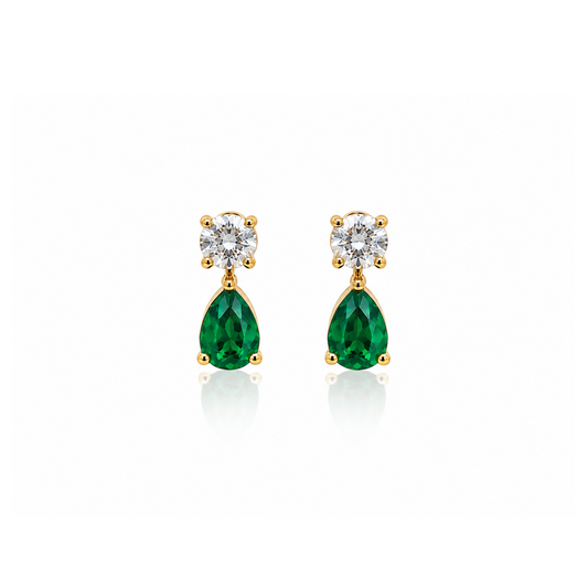 Tear Drop Emerald Earrings