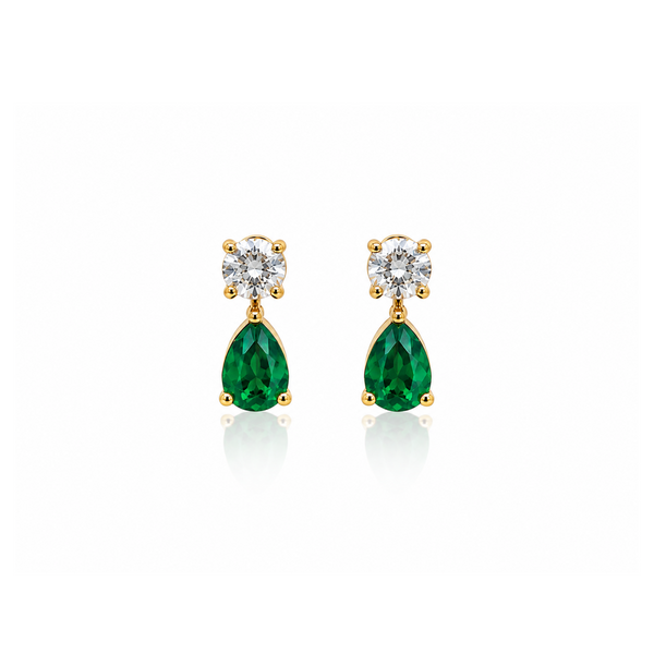 Tear Drop Emerald Earrings