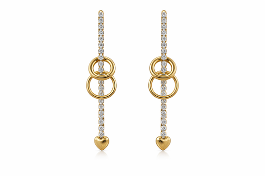 Tennis Heart Drop Earrings