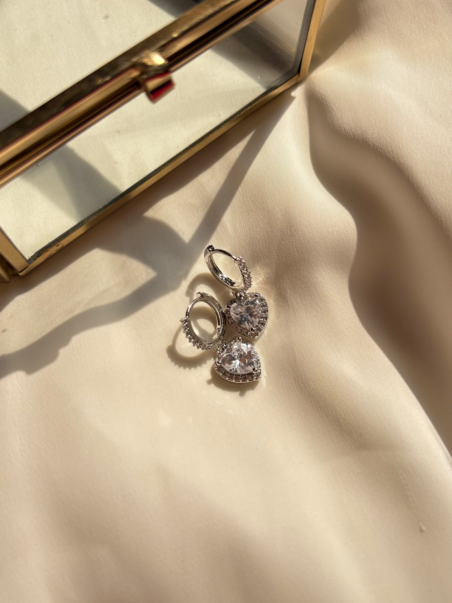 White Heart Earrings #Silver