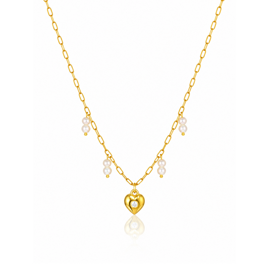 Charm Pearl Heart Necklace
