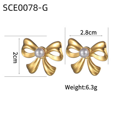 Bow Pearl Stud