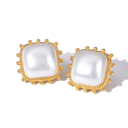Square Pearl Stud