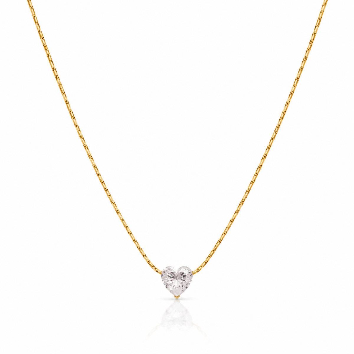 Heart Minimal Solitaire Necklace