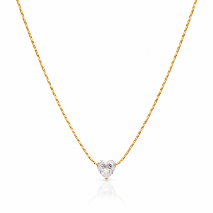 Heart Minimal Solitaire Necklace