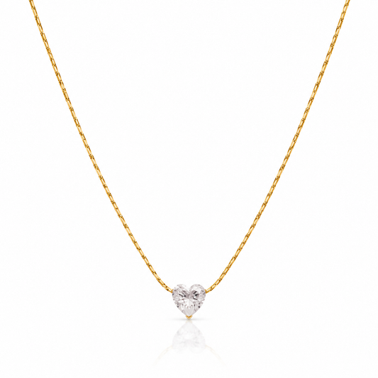 Heart Minimal Solitaire Necklace