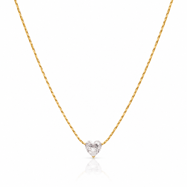Heart Minimal Solitaire Necklace