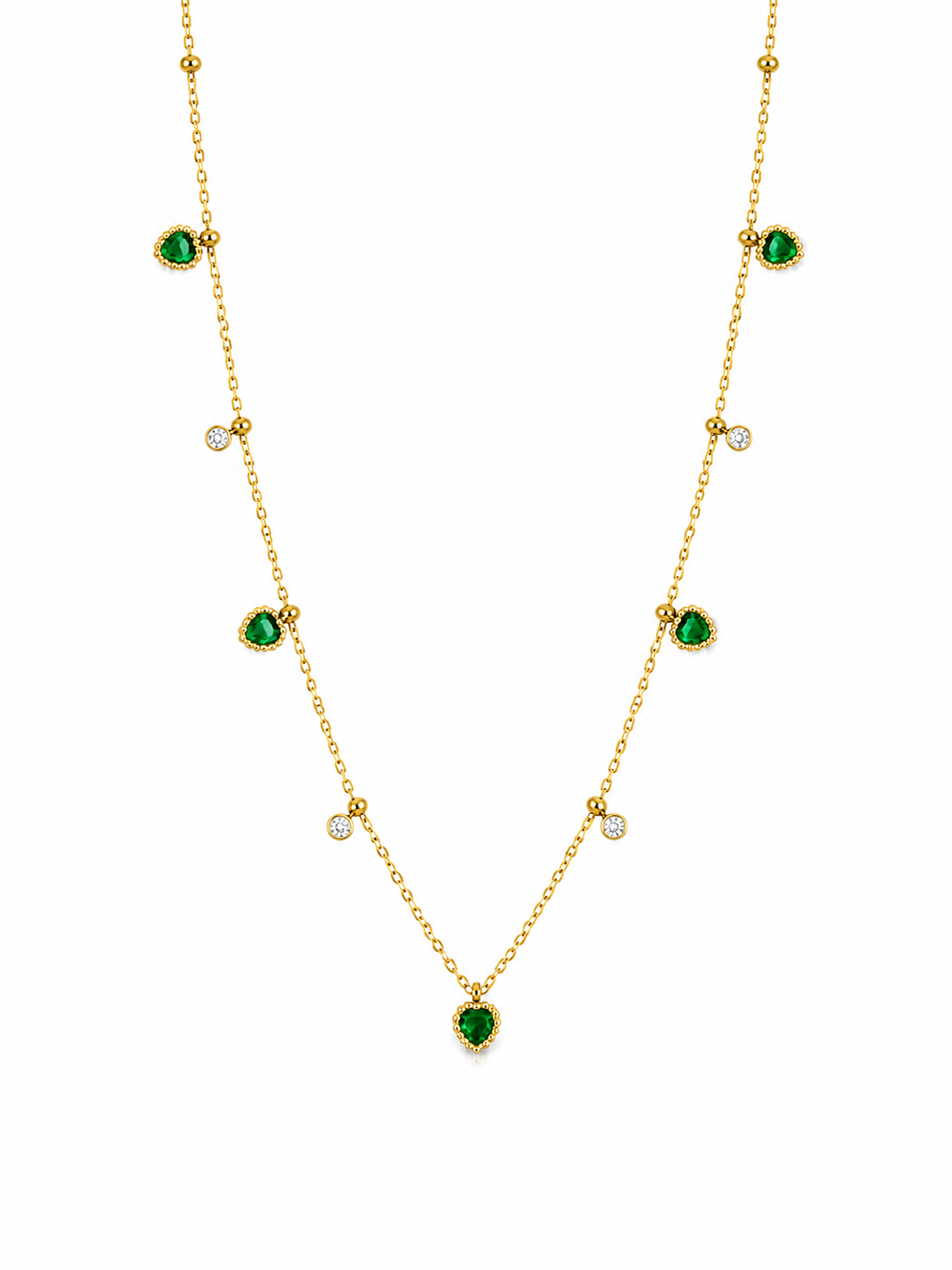 Heart Moist Emerald Necklace