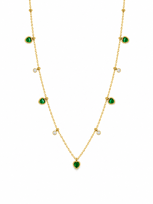 Heart Moist Emerald Necklace
