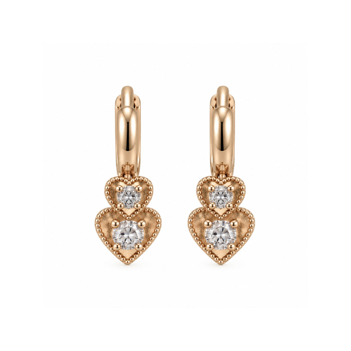 Amora Double Heart Hoops
