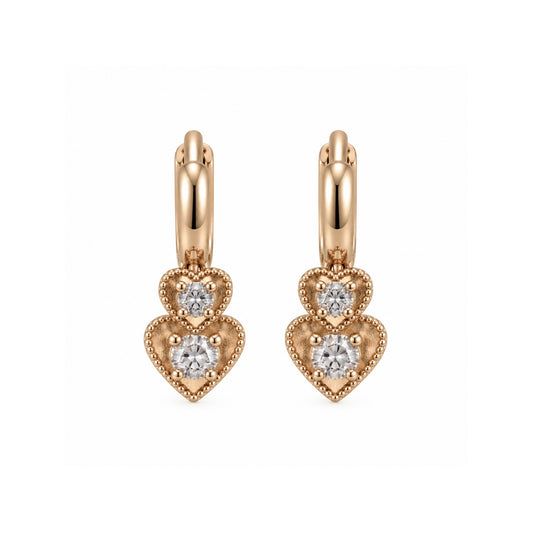 Amora Double Heart Hoops