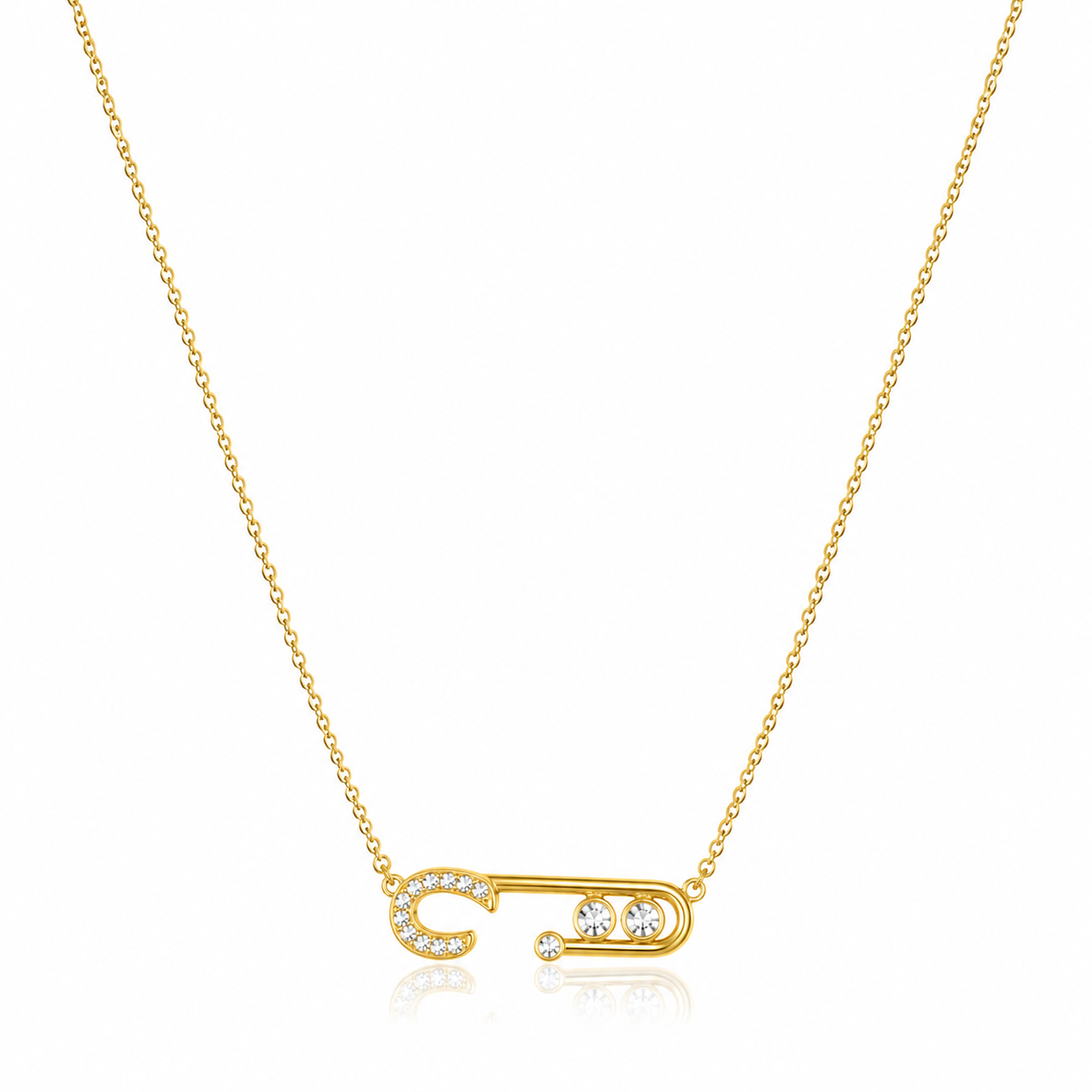 Safety Pin Stone Necklace