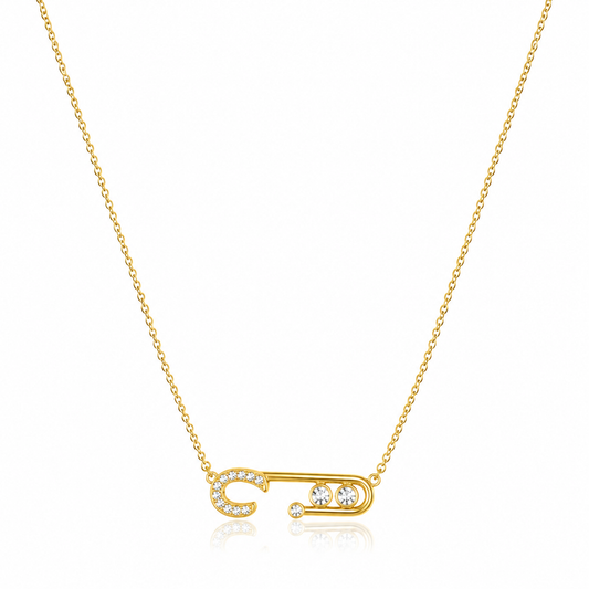 Safety Pin Stone Necklace