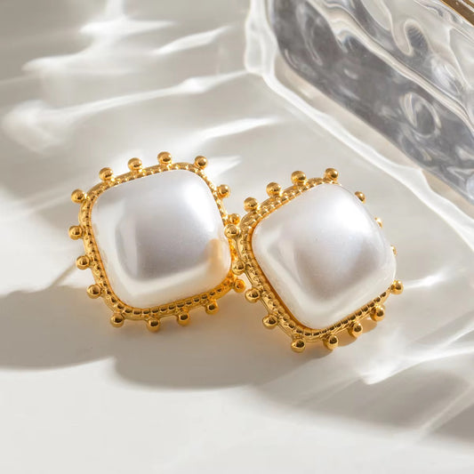 Square Pearl Stud