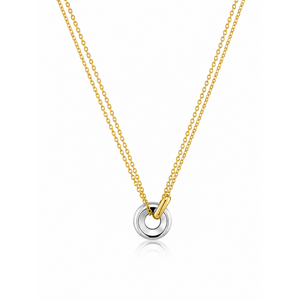 Dual-Tone Circle Link Necklace