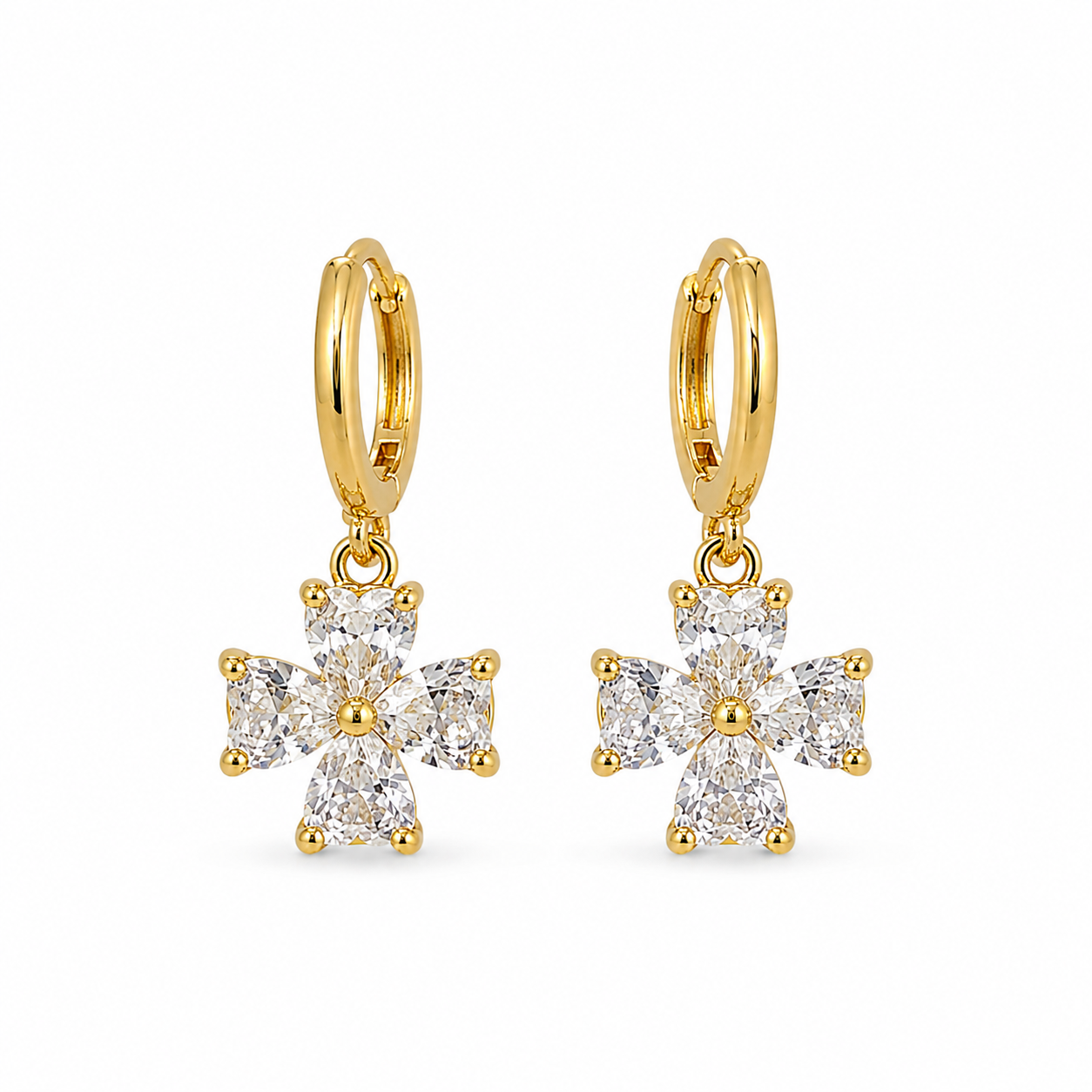 Heart Flower Drop  Earrings