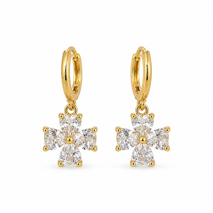 Heart Flower Drop  Earrings