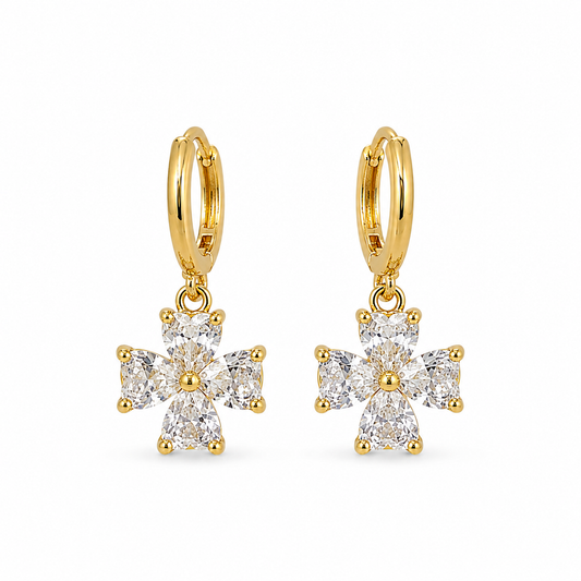 Heart Flower Drop  Earrings