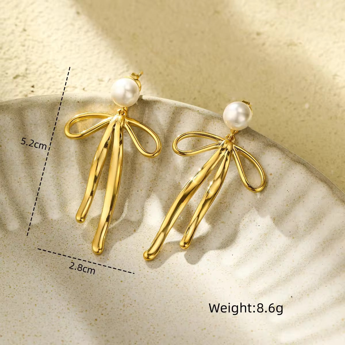Bow Pearl Drop Earrings