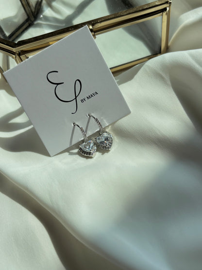 White Heart Earrings #Silver