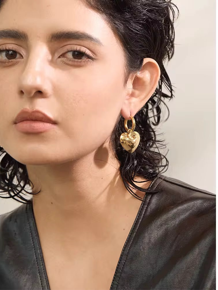 Chunky Heart Drop Earrings