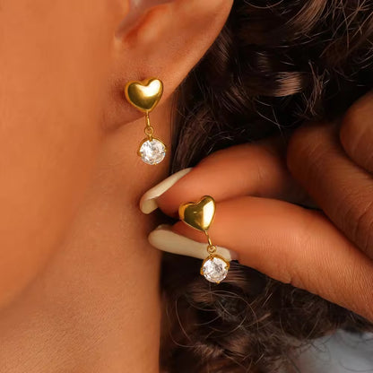 Heart Drop Stone Earrings