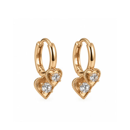 Amora Double Heart Hoops