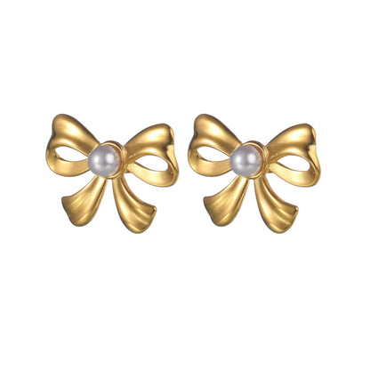 Bow Pearl Stud