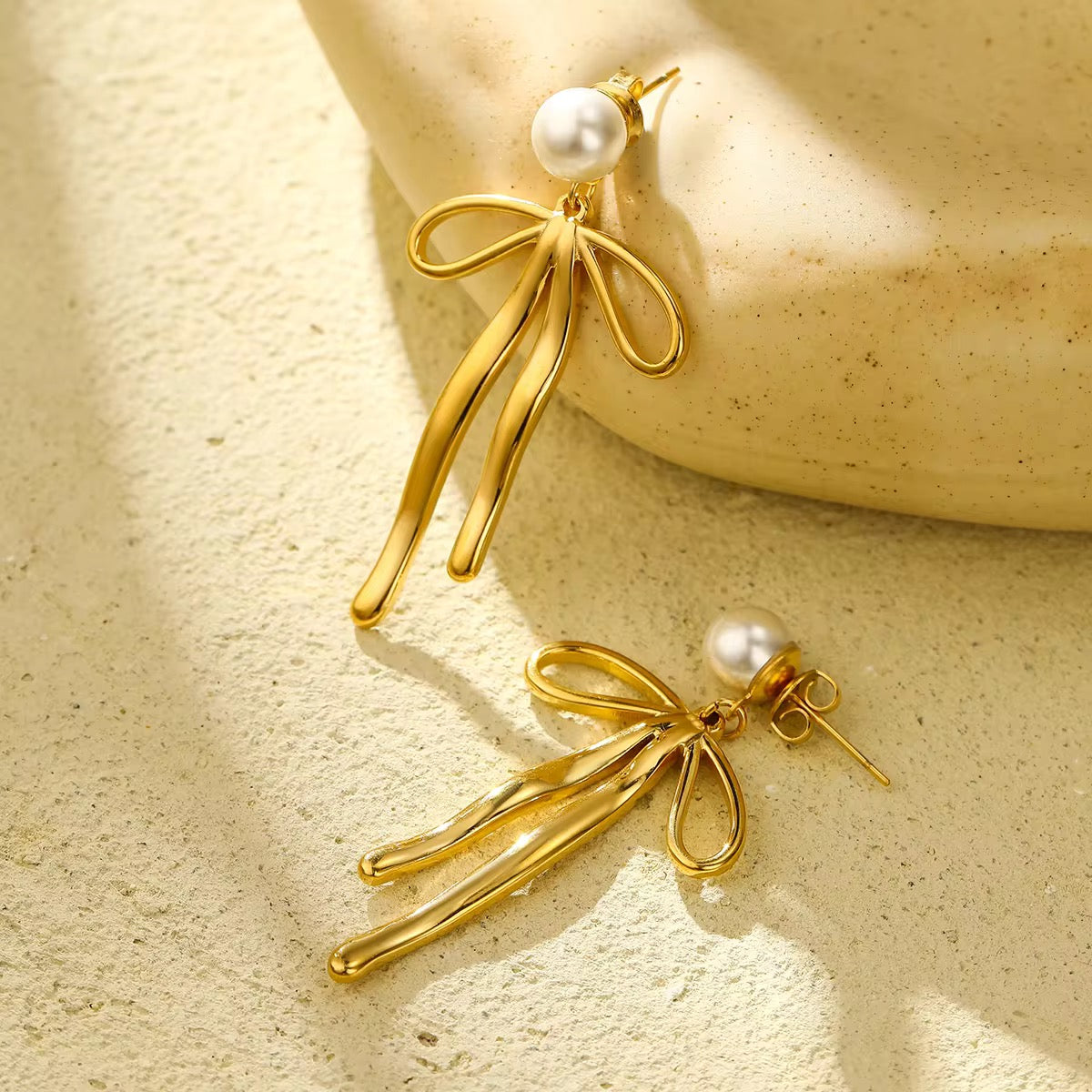 Bow Pearl Drop Earrings