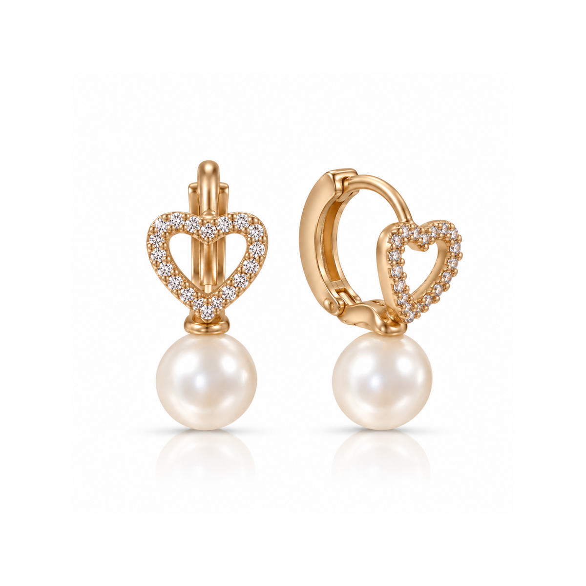 Heart Pearl Drop Earrings