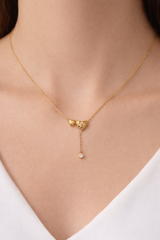 2 Heart Drop Necklace