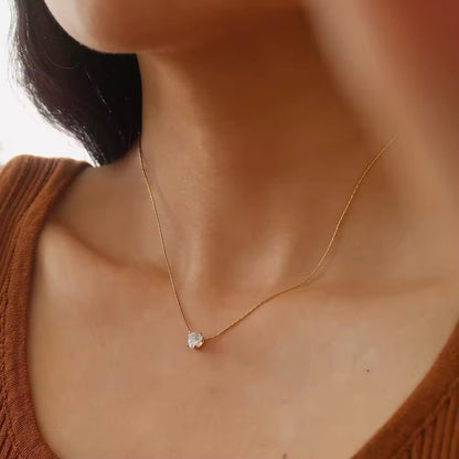 Heart Minimal Solitaire Necklace