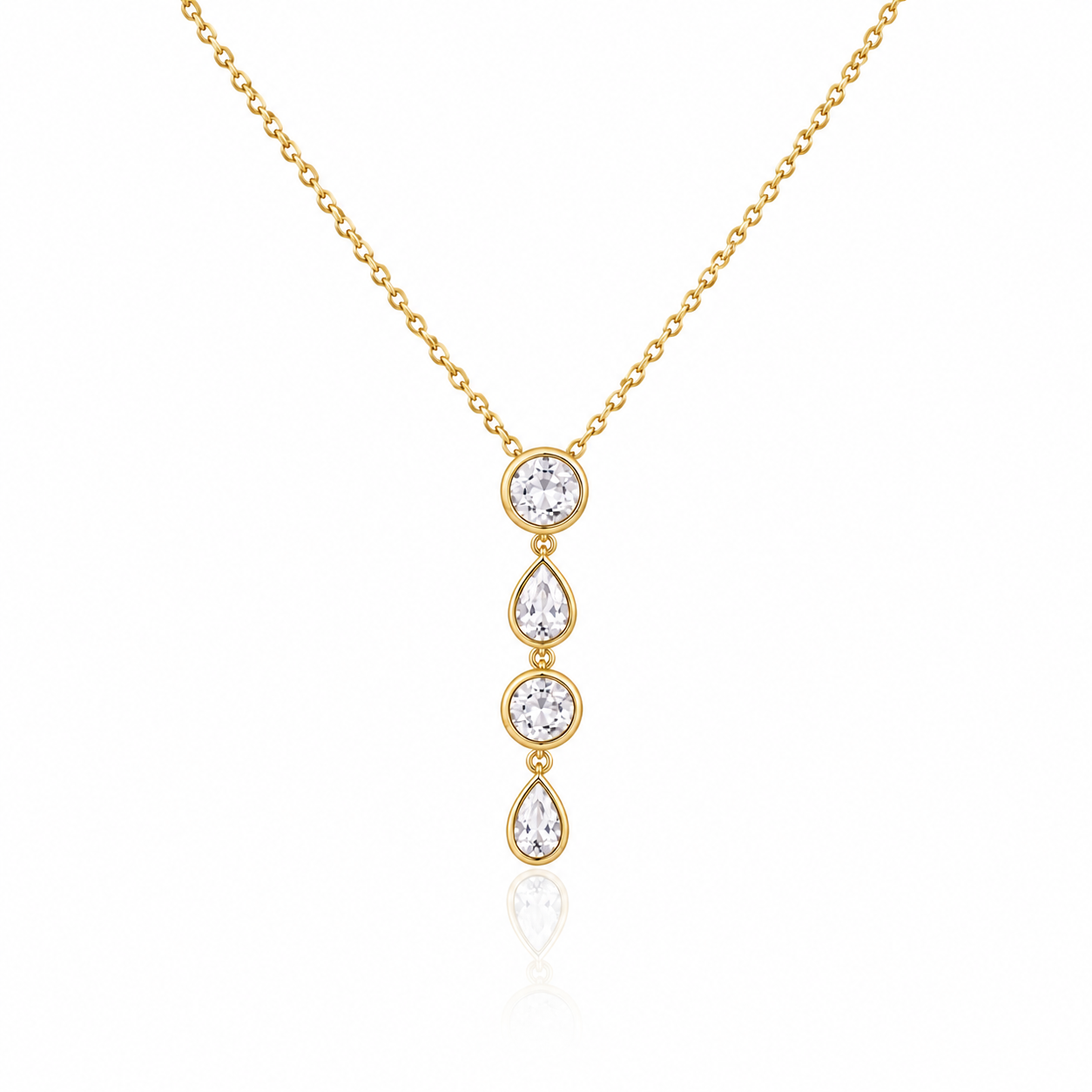Circle Oval Drop Necklace