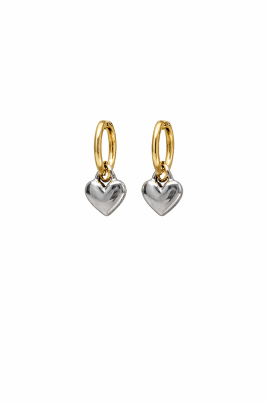 Dual Tone Heart Earrings