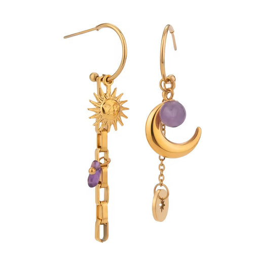 Sun Moon Drop Earrings