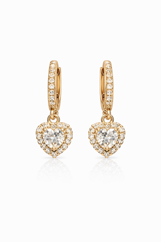 White Heart Earrings