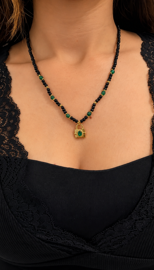 Emerald Lock Necklace